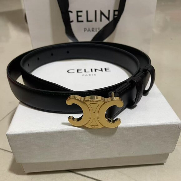 Celine Leather Gold Buckle Belt - Picture 1 of 7